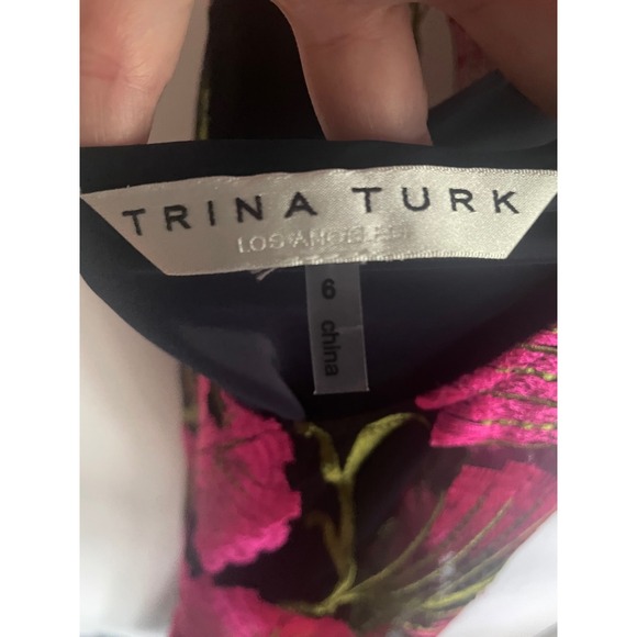 Trina Turk Sleeveless‎ Party Dress Ruffle Hem Floral Print Mini Dress SZ 6 - Picture 7 of 8